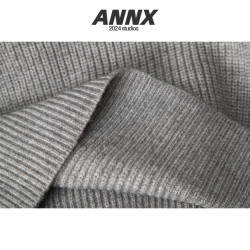 ANNX2025美式甜酷風字母斜肩毛衣寬松純欲秋季休閒百搭復古針織衫