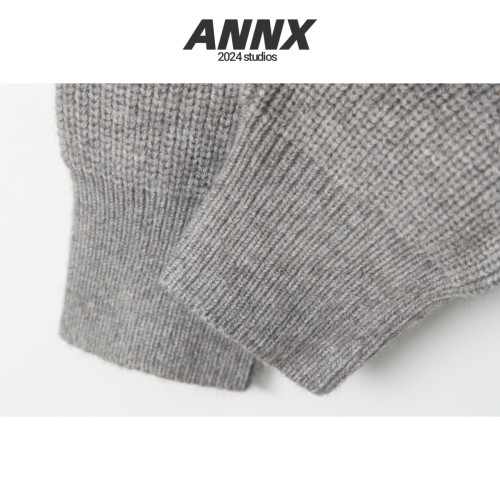 ANNX2025美式甜酷風字母斜肩毛衣寬松純欲秋季休閒百搭復古針織衫