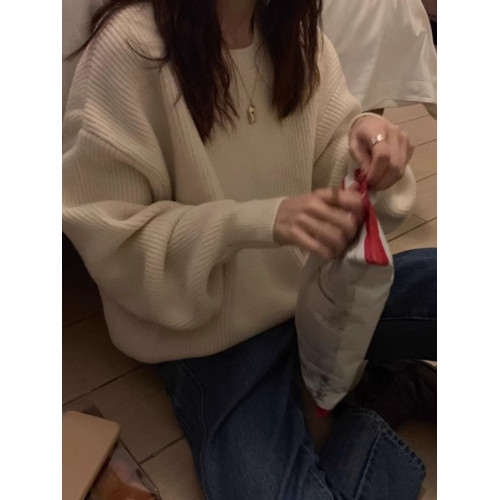 韓系chic寬松顯白南瓜色加厚保暖針織衫女秋冬季外穿套頭毛衣內搭