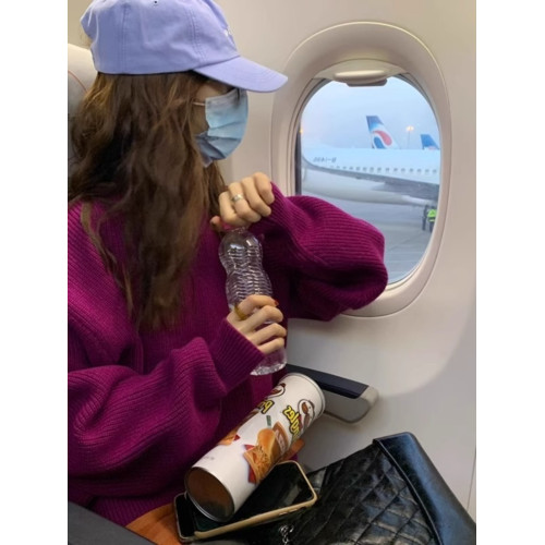 韓系chic寬松顯白南瓜色加厚保暖針織衫女秋冬季外穿套頭毛衣內搭