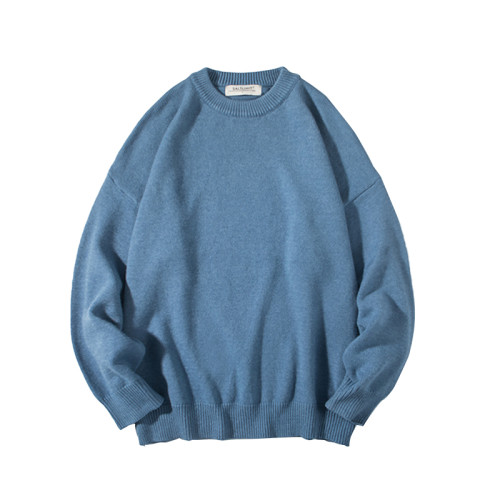 南鶴冬季男士日系圓領毛衣寬松休閒學生潮牌百搭加厚套頭針織衫