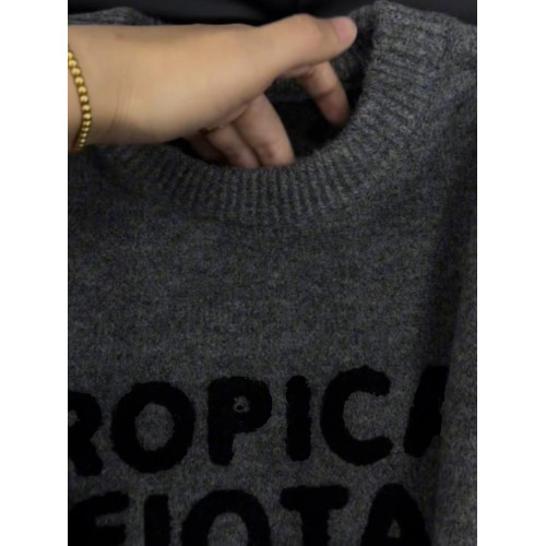 灰色復古字母提花針織秋冬寬松加厚內搭毛衣女款2025新款冬季上衣