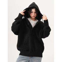 BWKA美式重磅420g連帽毛衣女男秋冬潮牌寬松休閒慵懶風針織衫外套