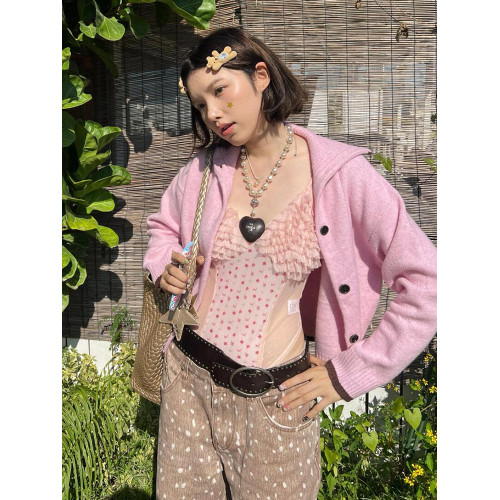 慵懶風軟糯高領毛衣外套女春秋加厚親膚粉色針織開衫寬松上衣長袖