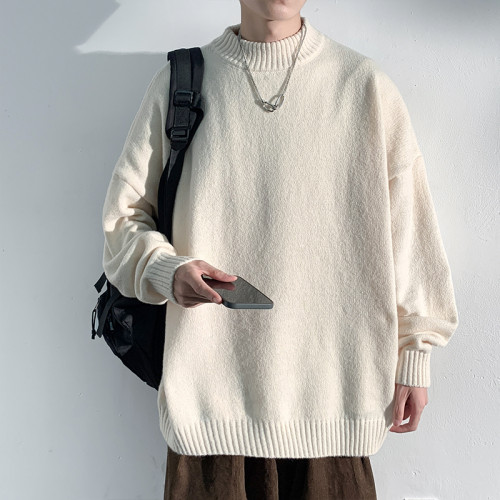 秋冬新款針織打底衫半高領毛衣男士冬季內搭毛線衣灰色外套潮牌流