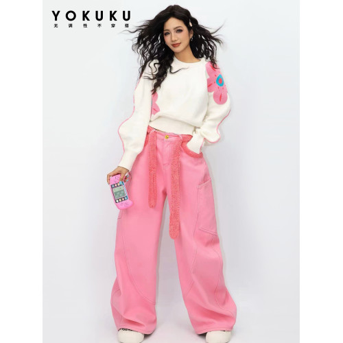 喲酷酷(花好月圓)秋冬時尚大圓領上衣女顯瘦波浪袖針織毛衣女 喲酷酷(花好月圓)秋冬時尚大圓領上衣女顯瘦波浪袖針織毛衣女