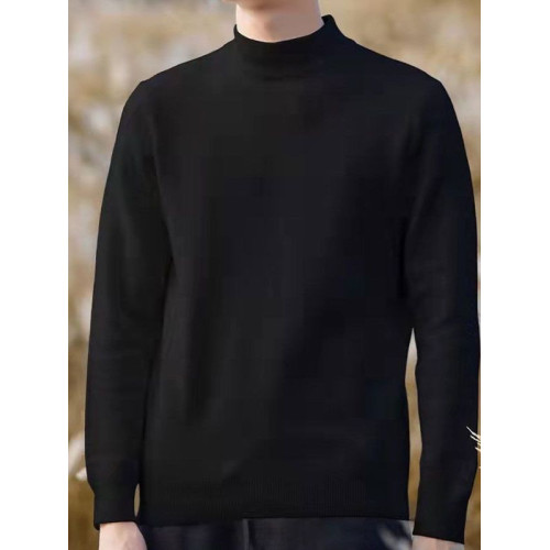 一體絨毛衣男內搭半高領秋冬季加絨加厚男裝百搭針織上衣打底衫潮