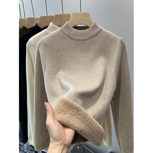 一體絨毛衣男內搭半高領秋冬季加絨加厚男裝百搭針織上衣打底衫潮