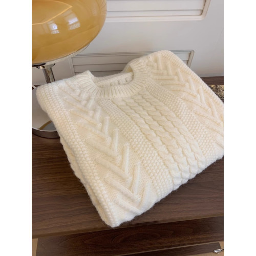 韓系高級感軟糯白色麻花毛衣女秋冬加厚寬松慵懶風奶呼呼套頭上衣