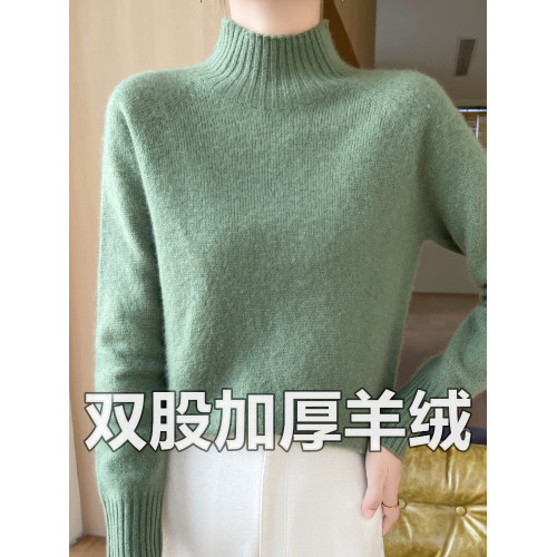無縫加厚半高領毛衣女秋冬新款寬松保暖羊毛衫百搭顯瘦針織打底衫 無縫加厚半高領毛衣女秋冬新款寬松保暖羊毛衫百搭顯瘦針織打底衫