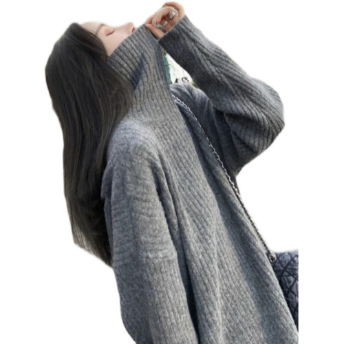 2025年中長款高領毛衣女遮屁股秋冬季堆堆領寬松慵懶風加厚打底衫