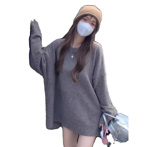 溫柔慵懶風軟糯套頭毛衣女秋冬外穿休閒寬松中長款內搭針織衫上衣