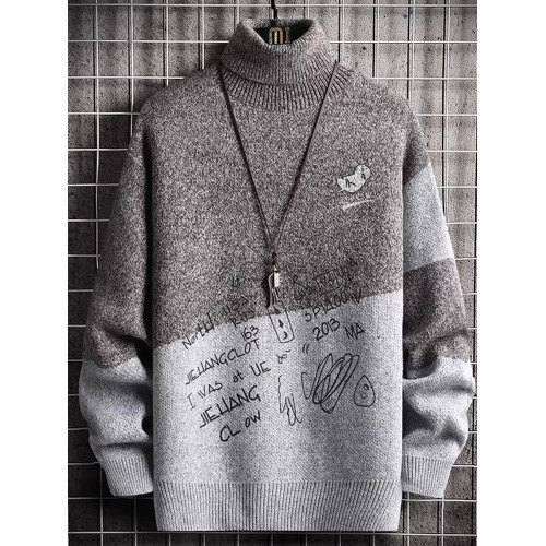 毛衣男士高領新款針織衫2025年秋冬季拼色加絨加厚保暖長領打底衫 毛衣男士高領新款針織衫2025年秋冬季拼色加絨加厚保暖長領打底衫