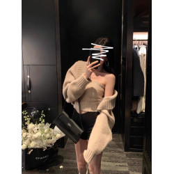 2024秋冬新款翻領披肩毛衣外套女針織開衫短款抹胸打底兩件套上衣