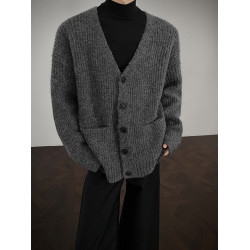 痞帥高級感男士針織開衫毛衣外套男春秋季韓系cleanfit穿搭上衣男