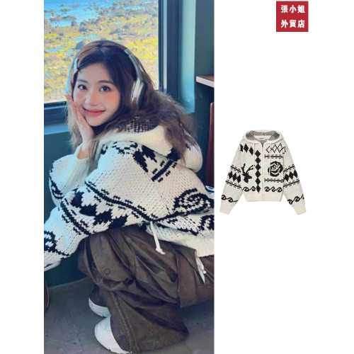 柳智敏明星同款韓版寬松慵懶風加厚針織開衫毛衣女外套2025秋冬新 柳智敏明星同款韓版寬松慵懶風加厚針織開衫毛衣女外套2025秋冬新