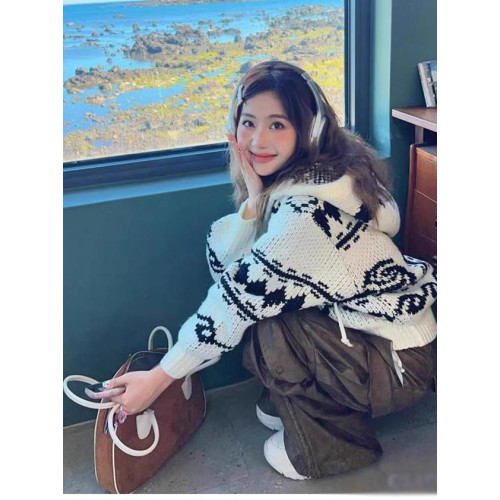 柳智敏明星同款韓版寬松慵懶風加厚針織開衫毛衣女外套2025秋冬新 柳智敏明星同款韓版寬松慵懶風加厚針織開衫毛衣女外套2025秋冬新