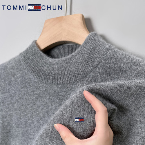 湯米純色羊毛衫男100純羊毛冬季高級品牌半高領加厚羊絨毛衣 湯米純色羊毛衫男100純羊毛冬季高級品牌半高領加厚羊絨毛衣