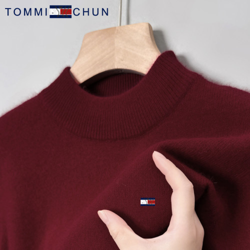 湯米純色羊毛衫男100純羊毛冬季高級品牌半高領加厚羊絨毛衣 湯米純色羊毛衫男100純羊毛冬季高級品牌半高領加厚羊絨毛衣