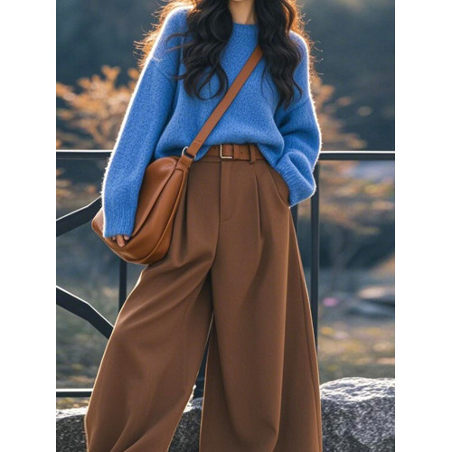 克萊因藍色針織毛衣秋裝女款2025年新款氣質上衣復古港風穿搭