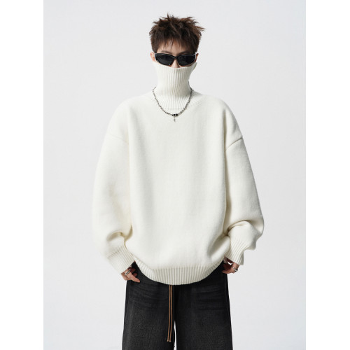 原創百搭休閒高領毛衣男冬美式慵懶風情侶針織衫重磅純色寬松上衣 原創百搭休閒高領毛衣男冬美式慵懶風情侶針織衫重磅純色寬松上衣