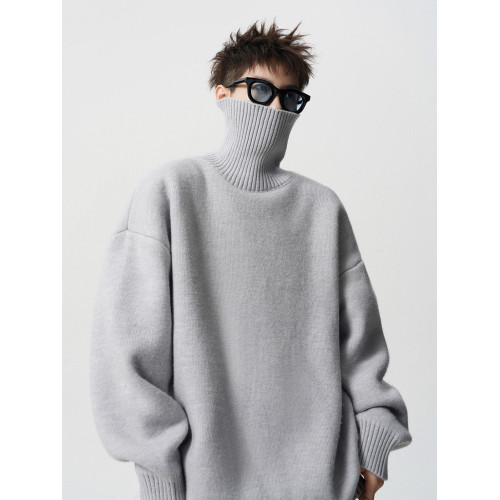 原創百搭休閒高領毛衣男冬美式慵懶風情侶針織衫重磅純色寬松上衣 原創百搭休閒高領毛衣男冬美式慵懶風情侶針織衫重磅純色寬松上衣