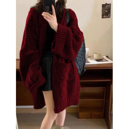 大碼胖MM復古新年毛衣2025新款寬松針織開衫女外套軟糯加厚中長款