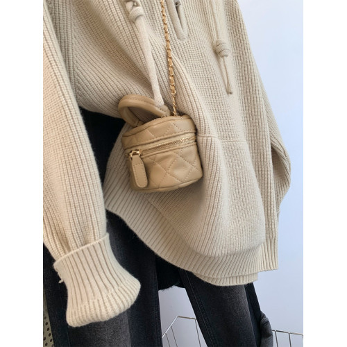 秋冬浣熊絨半拉鍊連帽毛衣女秋冬加厚寬松慵懶風高級感外穿針織衫