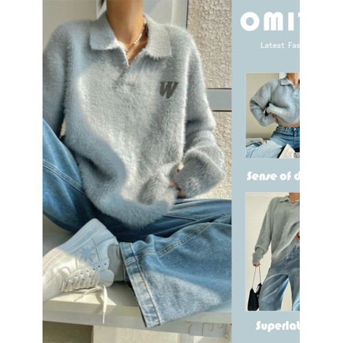 2025新款秋冬寬松復古軟糯v領毛衣女慵懶風外穿設計感小衆針織衫