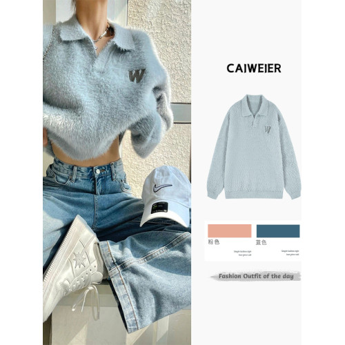 2025新款秋冬寬松復古軟糯v領毛衣女慵懶風外穿設計感小衆針織衫