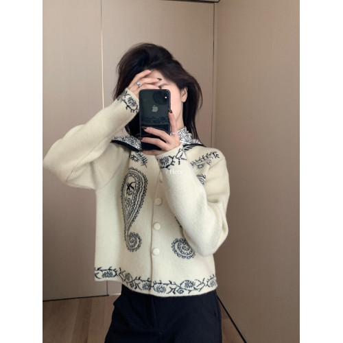 簡約復古圓領單排釦針織開衫女超好看短款時尚百搭長袖綉花毛衣女 簡約復古圓領單排釦針織開衫女超好看短款時尚百搭長袖綉花毛衣女