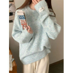 秋冬奶fufu仿馬海毛軟糯上衣女高級感洋氣百搭針織衫大碼寬松毛衣