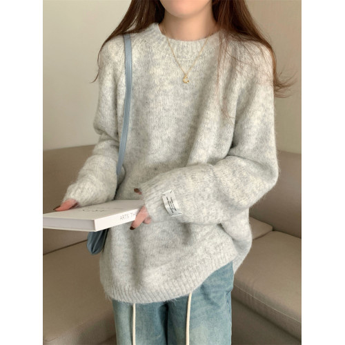 秋冬奶fufu仿馬海毛軟糯上衣女高級感洋氣百搭針織衫大碼寬松毛衣