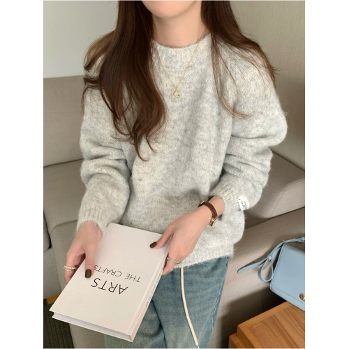 秋冬奶fufu仿馬海毛軟糯上衣女高級感洋氣百搭針織衫大碼寬松毛衣