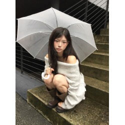 Up and on 韓系秋冬百搭慵懶一字領翻邊露肩寬松顯瘦針織衫毛衣