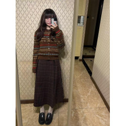 聖誕節氛圍感費爾島復古毛衣女秋冬2025新款內搭針織開衫短款外套