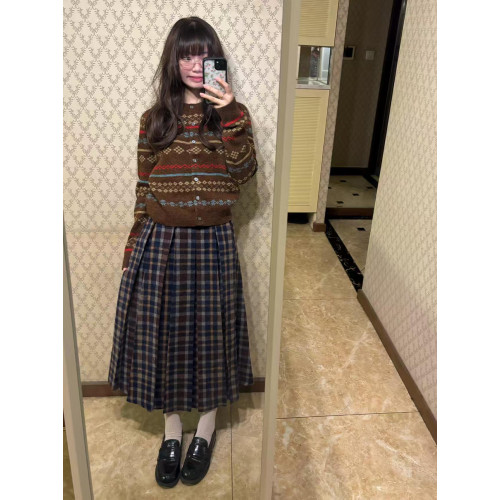 聖誕節氛圍感費爾島復古毛衣女秋冬2025新款內搭針織開衫短款外套