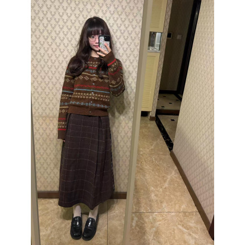 聖誕節氛圍感費爾島復古毛衣女秋冬2025新款內搭針織開衫短款外套