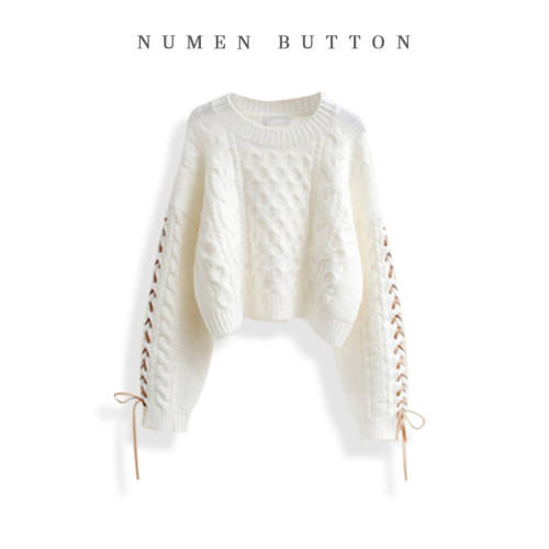 大碼春秋裝慵懶風高級感超好看毛衣女2025新款白色圓領針織衫上衣