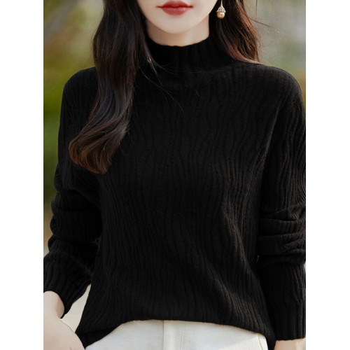 2024秋冬新款肌理感半高領加厚毛衣女顯瘦優雅針織內搭軟糯打底衫 2024秋冬新款肌理感半高領加厚毛衣女顯瘦優雅針織內搭軟糯打底衫