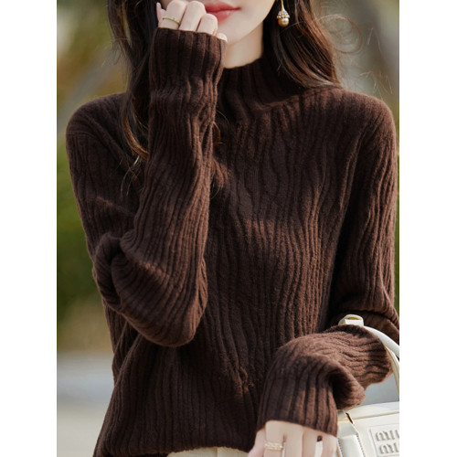 2024秋冬新款肌理感半高領加厚毛衣女顯瘦優雅針織內搭軟糯打底衫 2024秋冬新款肌理感半高領加厚毛衣女顯瘦優雅針織內搭軟糯打底衫