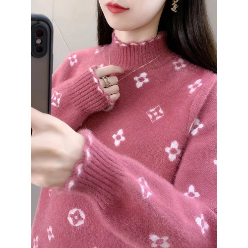 加絨加厚半高領毛衣女洋氣2025秋冬新款寬松百搭水貂絨針織打底衫 加絨加厚半高領毛衣女洋氣2025秋冬新款寬松百搭水貂絨針織打底衫