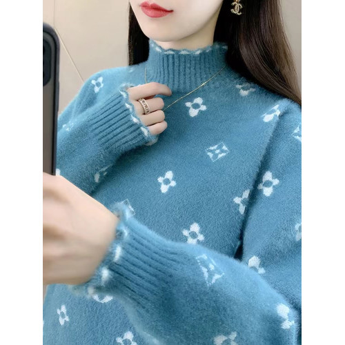 加絨加厚半高領毛衣女洋氣2025秋冬新款寬松百搭水貂絨針織打底衫 加絨加厚半高領毛衣女洋氣2025秋冬新款寬松百搭水貂絨針織打底衫