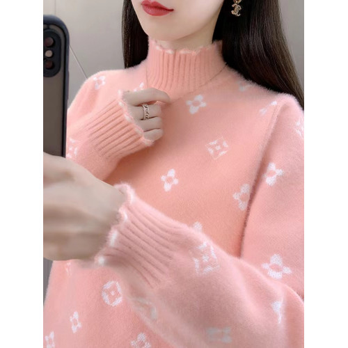 加絨加厚半高領毛衣女洋氣2025秋冬新款寬松百搭水貂絨針織打底衫 加絨加厚半高領毛衣女洋氣2025秋冬新款寬松百搭水貂絨針織打底衫