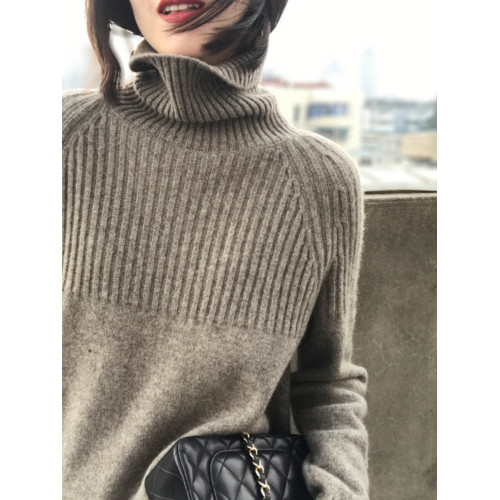 2025秋冬新款高領羊絨毛衣女寬松加厚套頭打底針織衫顯瘦保暖上衣