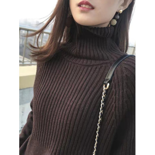 2025秋冬新款高領羊絨毛衣女寬松加厚套頭打底針織衫顯瘦保暖上衣