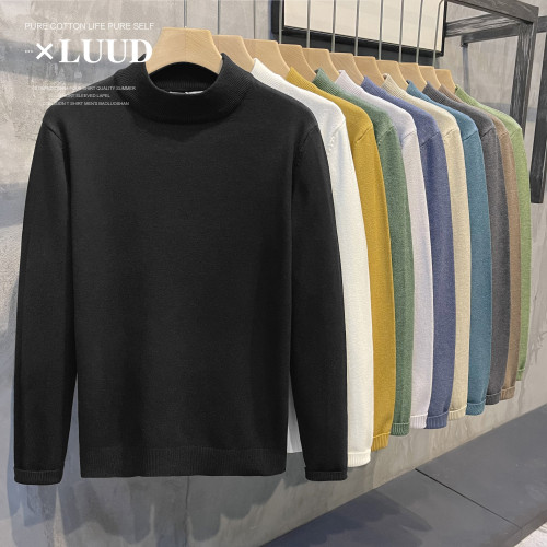 LUUD 冬季黑色半高小立領針織毛線衫韓版百搭修身打底內搭上衣男 LUUD 冬季黑色半高小立領針織毛線衫韓版百搭修身打底內搭上衣男