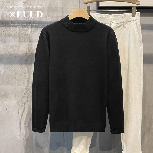 LUUD 冬季黑色半高小立領針織毛線衫韓版百搭修身打底內搭上衣男 LUUD 冬季黑色半高小立領針織毛線衫韓版百搭修身打底內搭上衣男