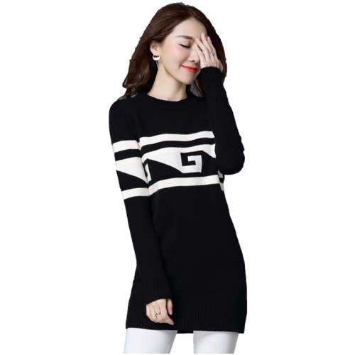 低領加絨加厚毛衣女寬松外穿中長款針織衫毛衣裙打底衫遮屁股秋冬