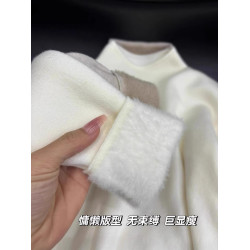 打底衫女秋冬高級感內搭2025新款白色加絨加厚針織半高領長袖毛衣